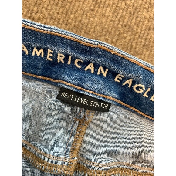American Eagle Shorts Womens 8 Midi Cut-Off Distressed Stretch Embroidered Denim - Picture 7 of 10